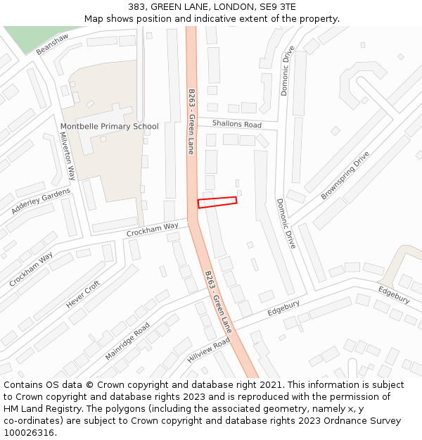 383, GREEN LANE, LONDON, SE9 3TE: Location map and indicative extent of plot