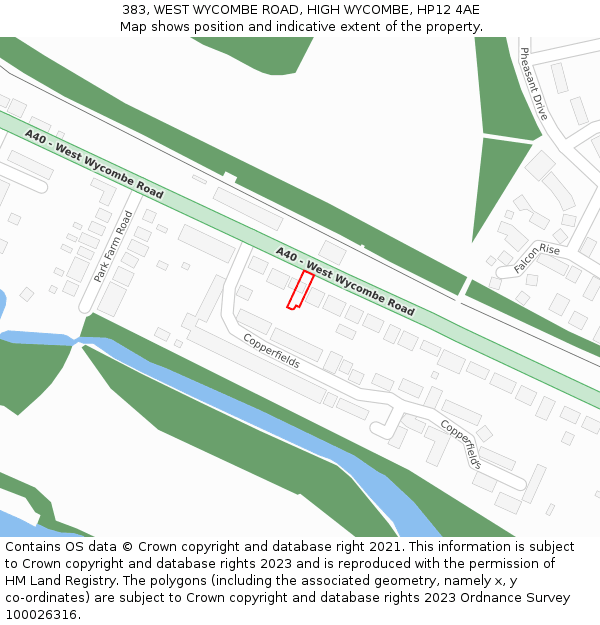 383, WEST WYCOMBE ROAD, HIGH WYCOMBE, HP12 4AE: Location map and indicative extent of plot