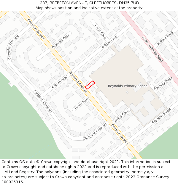 387, BRERETON AVENUE, CLEETHORPES, DN35 7UB: Location map and indicative extent of plot