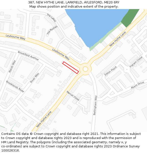 387, NEW HYTHE LANE, LARKFIELD, AYLESFORD, ME20 6RY: Location map and indicative extent of plot