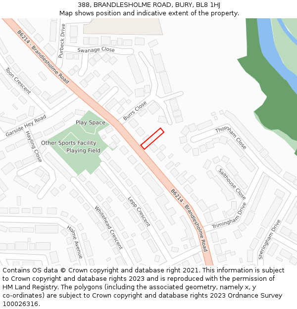 388, BRANDLESHOLME ROAD, BURY, BL8 1HJ: Location map and indicative extent of plot