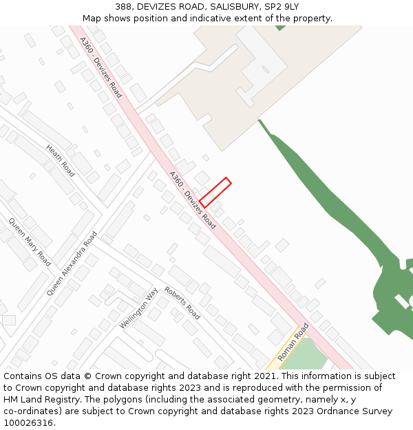 388, DEVIZES ROAD, SALISBURY, SP2 9LY: Location map and indicative extent of plot