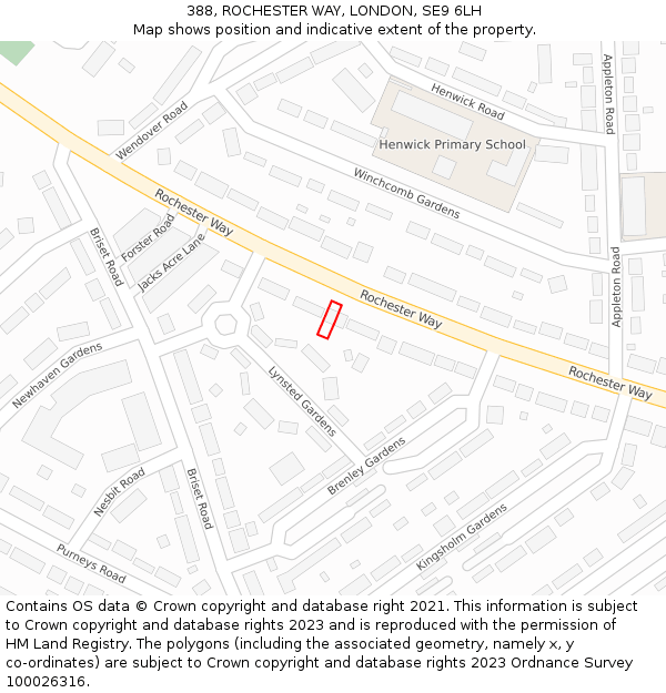 388, ROCHESTER WAY, LONDON, SE9 6LH: Location map and indicative extent of plot