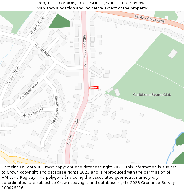 389, THE COMMON, ECCLESFIELD, SHEFFIELD, S35 9WL: Location map and indicative extent of plot