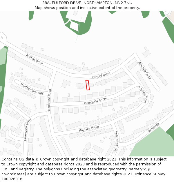 38A, FULFORD DRIVE, NORTHAMPTON, NN2 7NU: Location map and indicative extent of plot