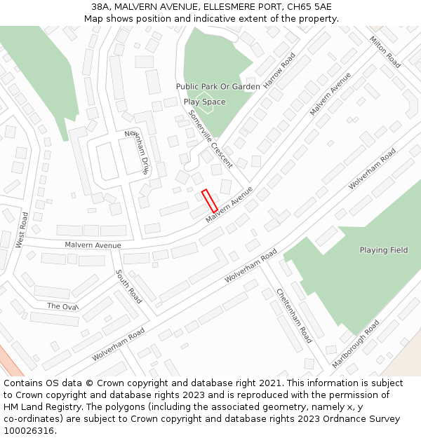 38A, MALVERN AVENUE, ELLESMERE PORT, CH65 5AE: Location map and indicative extent of plot