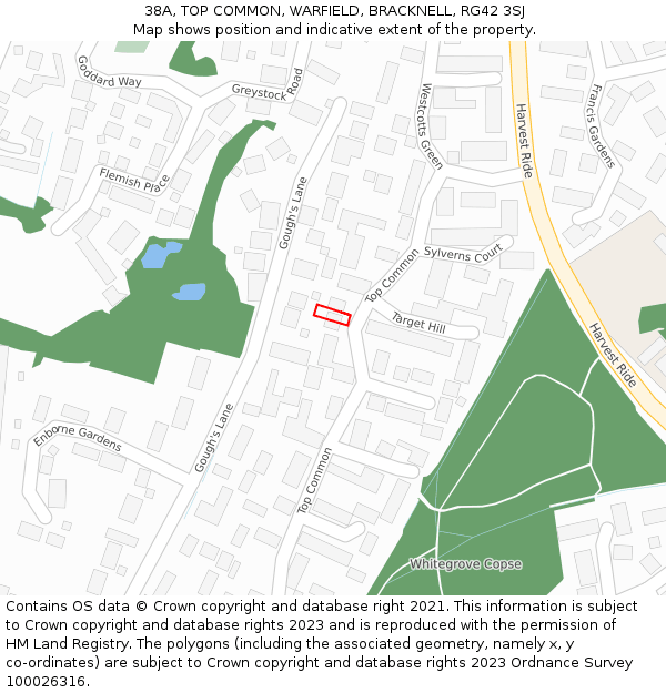 38A, TOP COMMON, WARFIELD, BRACKNELL, RG42 3SJ: Location map and indicative extent of plot