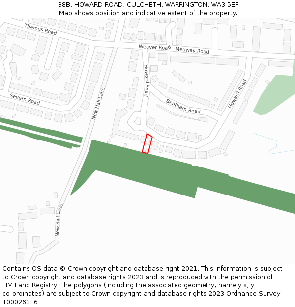 38B, HOWARD ROAD, CULCHETH, WARRINGTON, WA3 5EF: Location map and indicative extent of plot