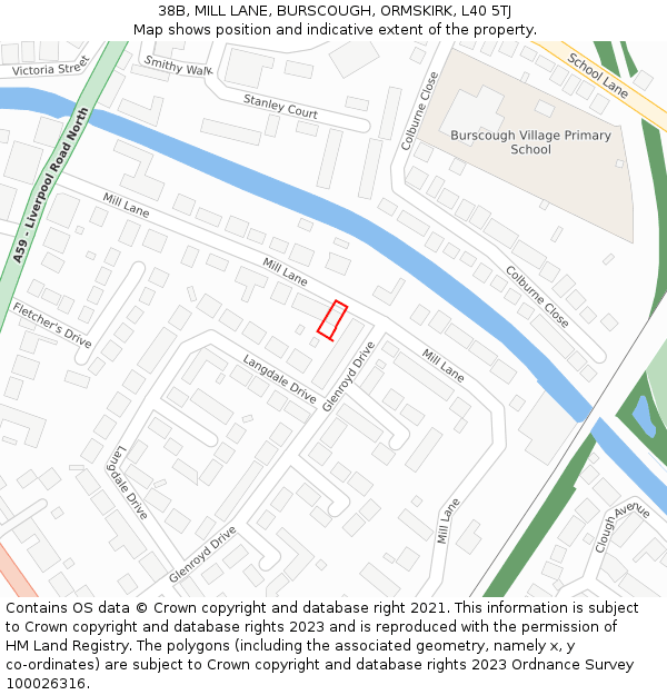 38B, MILL LANE, BURSCOUGH, ORMSKIRK, L40 5TJ: Location map and indicative extent of plot