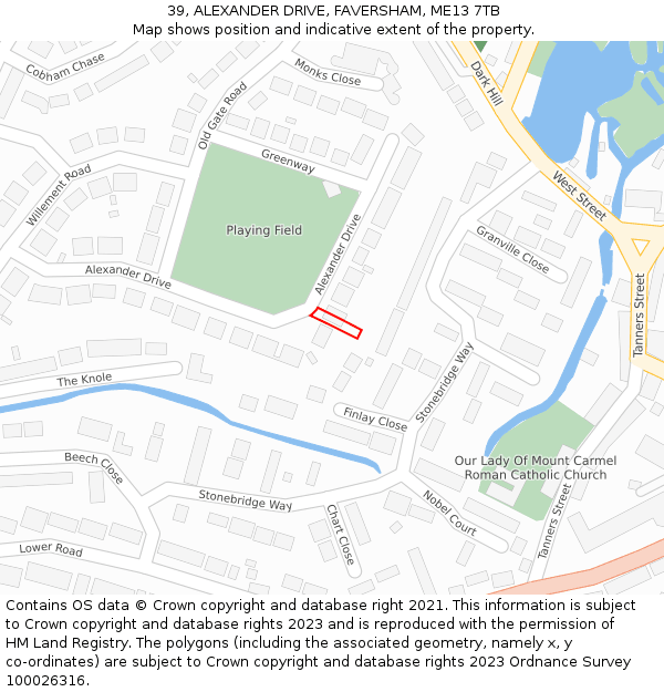 39, ALEXANDER DRIVE, FAVERSHAM, ME13 7TB: Location map and indicative extent of plot