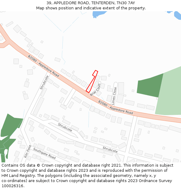 39, APPLEDORE ROAD, TENTERDEN, TN30 7AY: Location map and indicative extent of plot