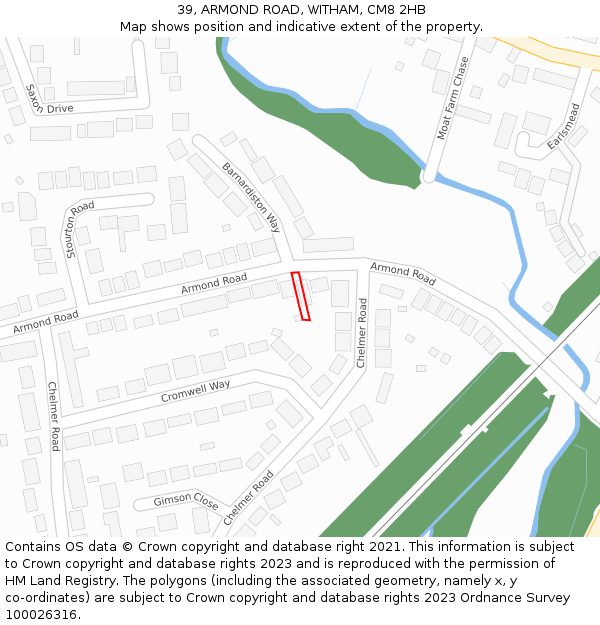 39, ARMOND ROAD, WITHAM, CM8 2HB: Location map and indicative extent of plot