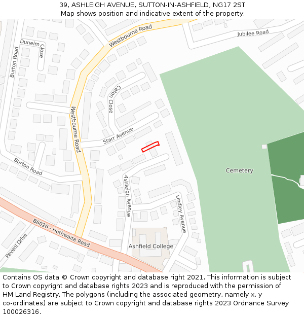 39, ASHLEIGH AVENUE, SUTTON-IN-ASHFIELD, NG17 2ST: Location map and indicative extent of plot