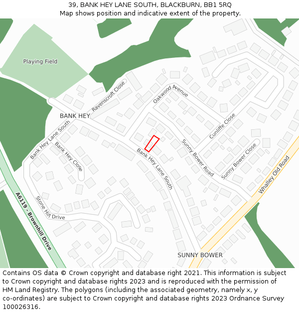 39, BANK HEY LANE SOUTH, BLACKBURN, BB1 5RQ: Location map and indicative extent of plot