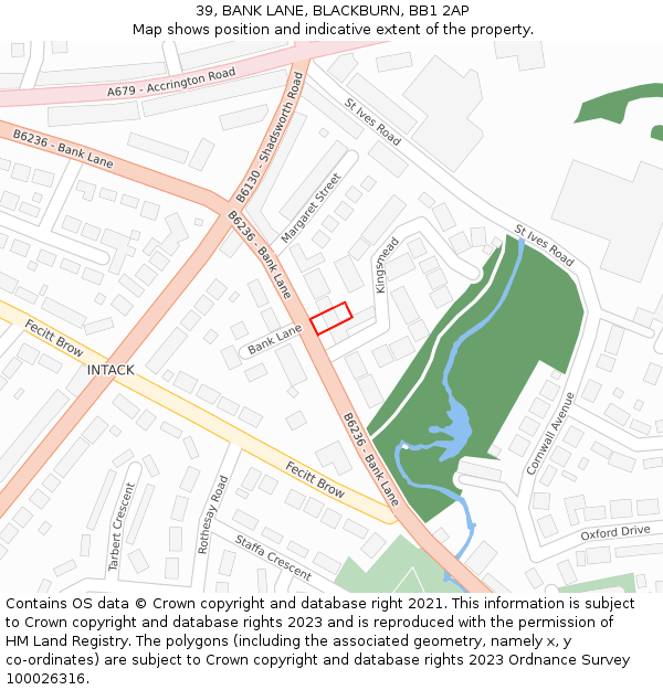 39, BANK LANE, BLACKBURN, BB1 2AP: Location map and indicative extent of plot