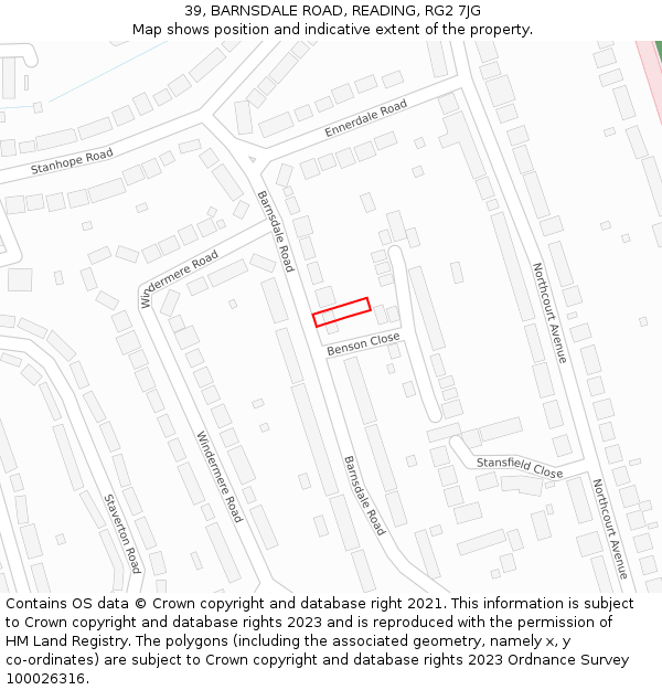 39, BARNSDALE ROAD, READING, RG2 7JG: Location map and indicative extent of plot