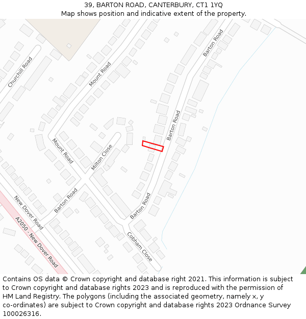 39, BARTON ROAD, CANTERBURY, CT1 1YQ: Location map and indicative extent of plot