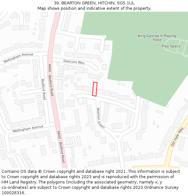 39, BEARTON GREEN, HITCHIN, SG5 1UL: Location map and indicative extent of plot