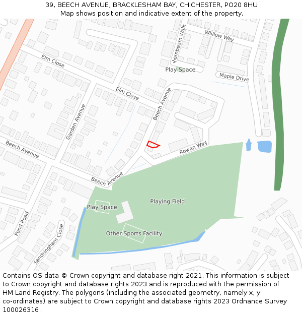 39, BEECH AVENUE, BRACKLESHAM BAY, CHICHESTER, PO20 8HU: Location map and indicative extent of plot