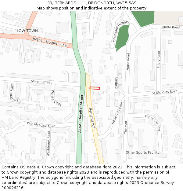 39, BERNARDS HILL, BRIDGNORTH, WV15 5AS: Location map and indicative extent of plot