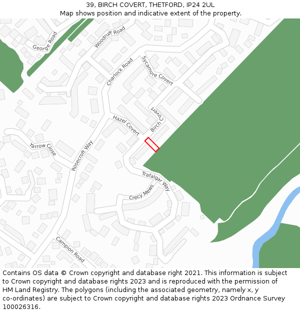 39, BIRCH COVERT, THETFORD, IP24 2UL: Location map and indicative extent of plot