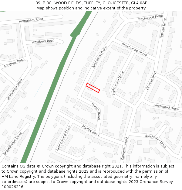 39, BIRCHWOOD FIELDS, TUFFLEY, GLOUCESTER, GL4 0AP: Location map and indicative extent of plot