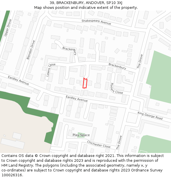 39, BRACKENBURY, ANDOVER, SP10 3XJ: Location map and indicative extent of plot