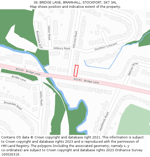 39, BRIDGE LANE, BRAMHALL, STOCKPORT, SK7 3AL: Location map and indicative extent of plot