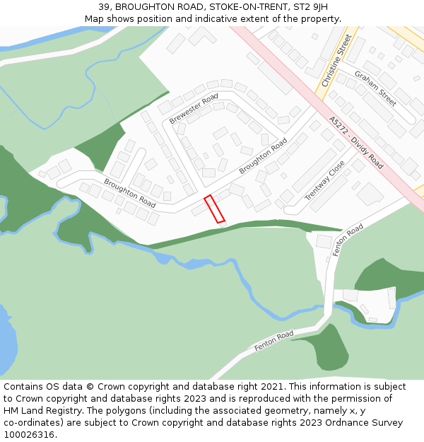 39, BROUGHTON ROAD, STOKE-ON-TRENT, ST2 9JH: Location map and indicative extent of plot