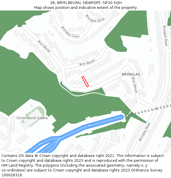 39, BRYN BEVAN, NEWPORT, NP20 5QH: Location map and indicative extent of plot