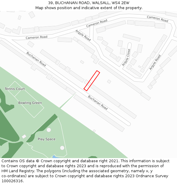 39, BUCHANAN ROAD, WALSALL, WS4 2EW: Location map and indicative extent of plot