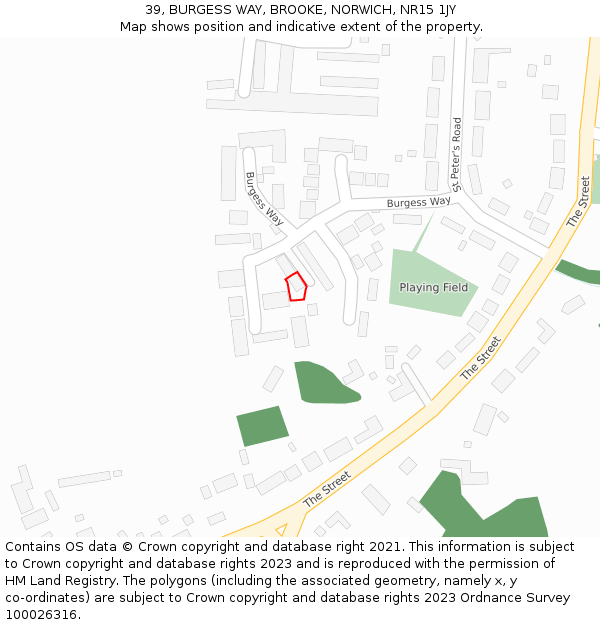 39, BURGESS WAY, BROOKE, NORWICH, NR15 1JY: Location map and indicative extent of plot