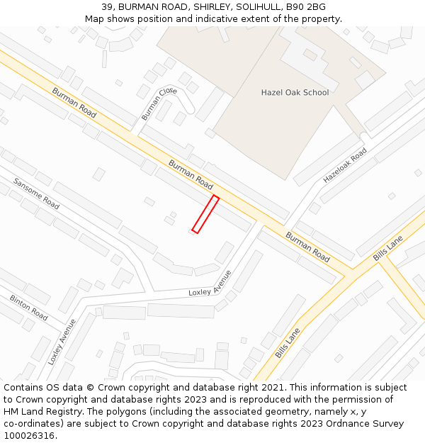 39, BURMAN ROAD, SHIRLEY, SOLIHULL, B90 2BG: Location map and indicative extent of plot