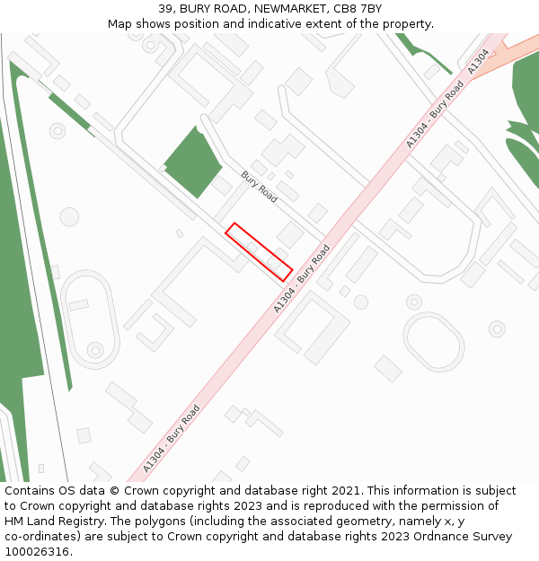 39, BURY ROAD, NEWMARKET, CB8 7BY: Location map and indicative extent of plot