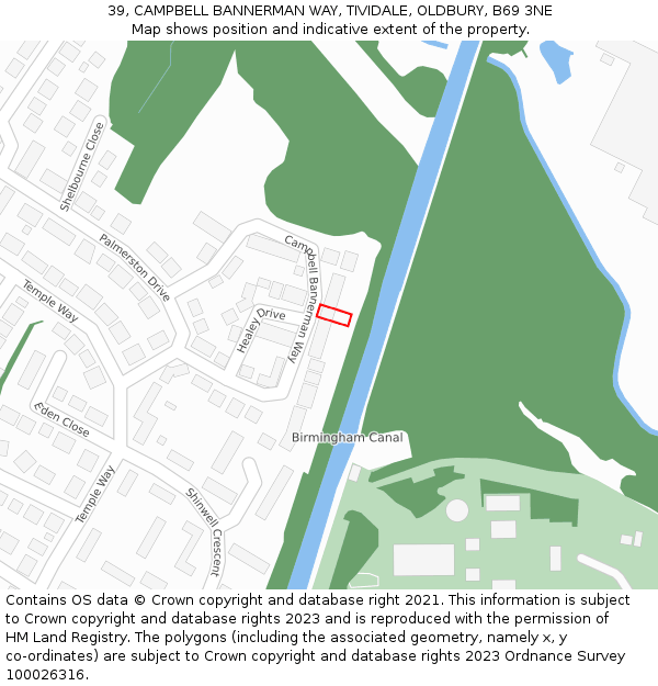 39, CAMPBELL BANNERMAN WAY, TIVIDALE, OLDBURY, B69 3NE: Location map and indicative extent of plot