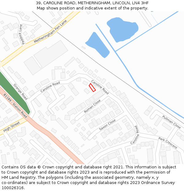 39, CAROLINE ROAD, METHERINGHAM, LINCOLN, LN4 3HF: Location map and indicative extent of plot