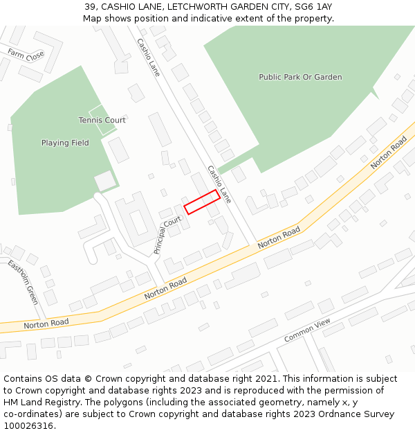 39, CASHIO LANE, LETCHWORTH GARDEN CITY, SG6 1AY: Location map and indicative extent of plot