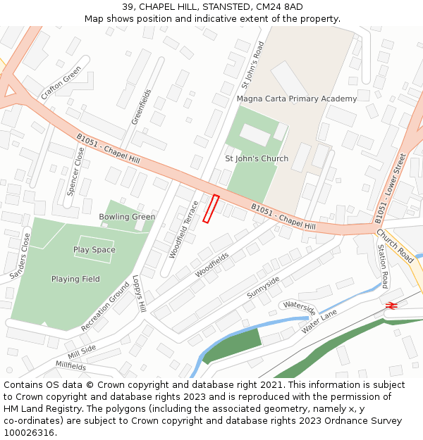 39, CHAPEL HILL, STANSTED, CM24 8AD: Location map and indicative extent of plot