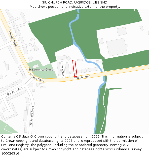 39, CHURCH ROAD, UXBRIDGE, UB8 3ND: Location map and indicative extent of plot