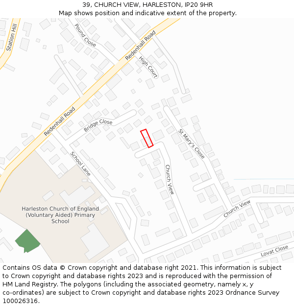 39, CHURCH VIEW, HARLESTON, IP20 9HR: Location map and indicative extent of plot