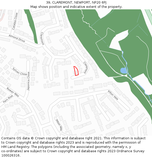 39, CLAREMONT, NEWPORT, NP20 6PJ: Location map and indicative extent of plot