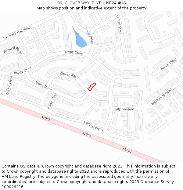 39, CLOVER WAY, BLYTH, NE24 4UA: Location map and indicative extent of plot