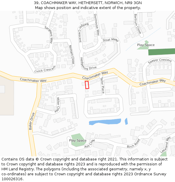 39, COACHMAKER WAY, HETHERSETT, NORWICH, NR9 3GN: Location map and indicative extent of plot