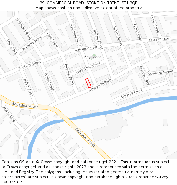 39, COMMERCIAL ROAD, STOKE-ON-TRENT, ST1 3QR: Location map and indicative extent of plot