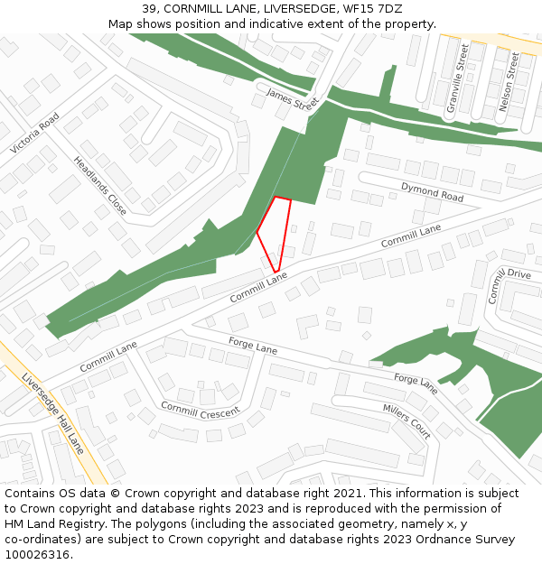 39, CORNMILL LANE, LIVERSEDGE, WF15 7DZ: Location map and indicative extent of plot