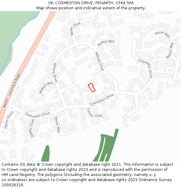 39, COSMESTON DRIVE, PENARTH, CF64 5FA: Location map and indicative extent of plot