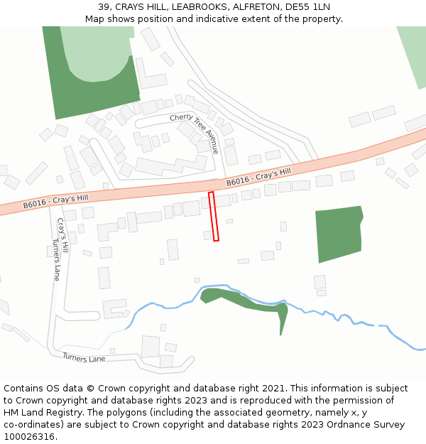 39, CRAYS HILL, LEABROOKS, ALFRETON, DE55 1LN: Location map and indicative extent of plot