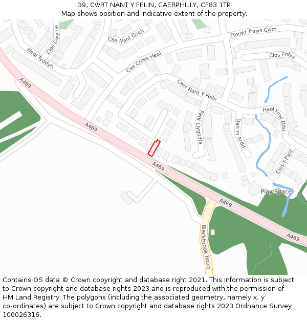 39, CWRT NANT Y FELIN, CAERPHILLY, CF83 1TP: Location map and indicative extent of plot