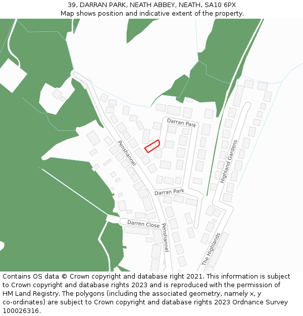 39, DARRAN PARK, NEATH ABBEY, NEATH, SA10 6PX: Location map and indicative extent of plot