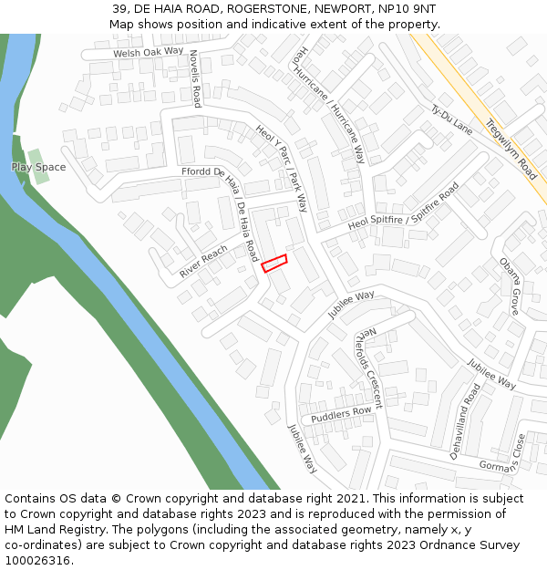 39, DE HAIA ROAD, ROGERSTONE, NEWPORT, NP10 9NT: Location map and indicative extent of plot